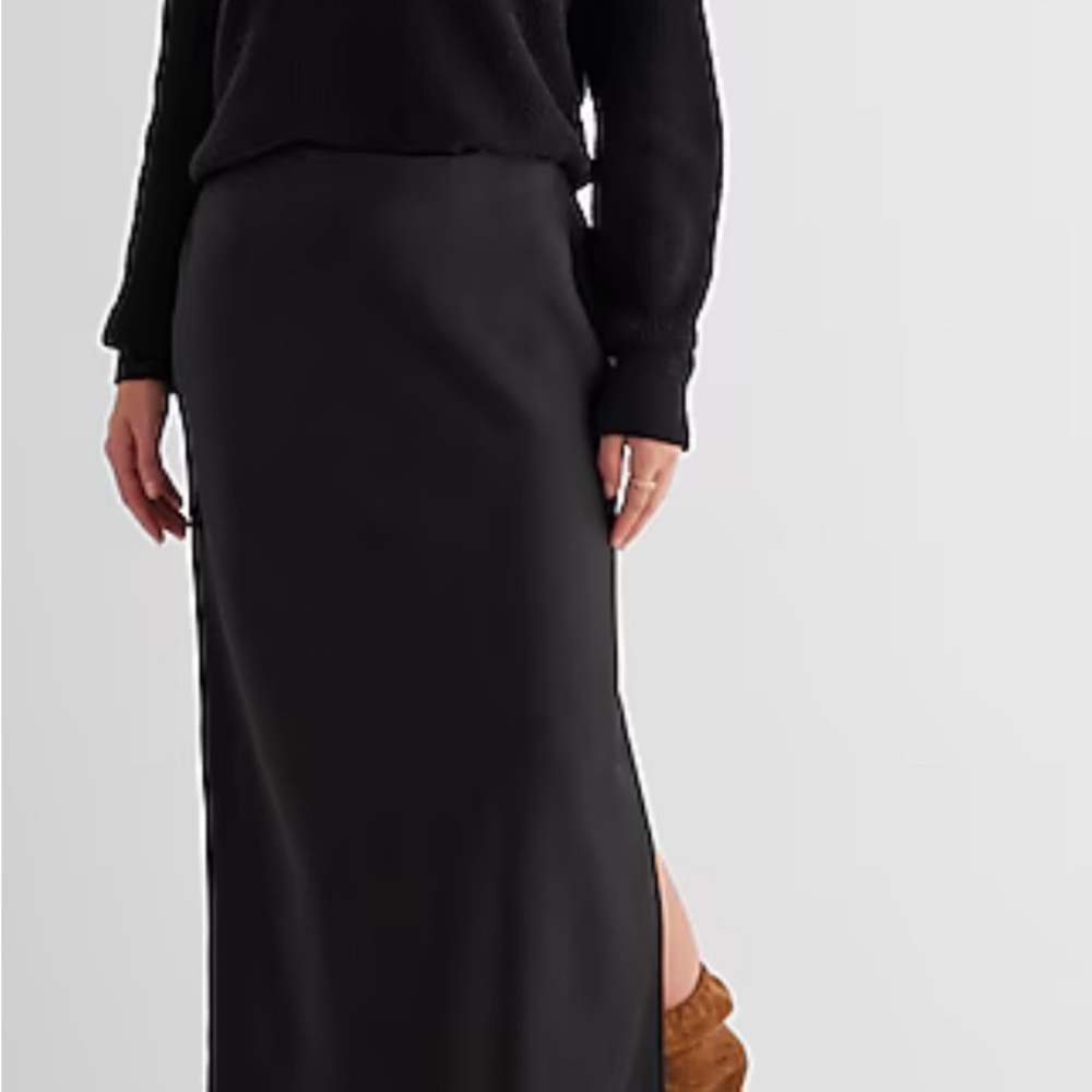 Express Black Satin Maxi Skirt